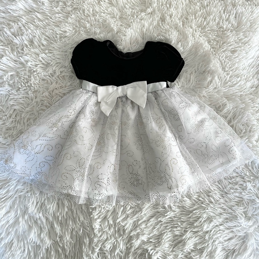 JOJO BELLE Black and White Cottagecore Whimsical Formal Holiday Dress Size 6/9M